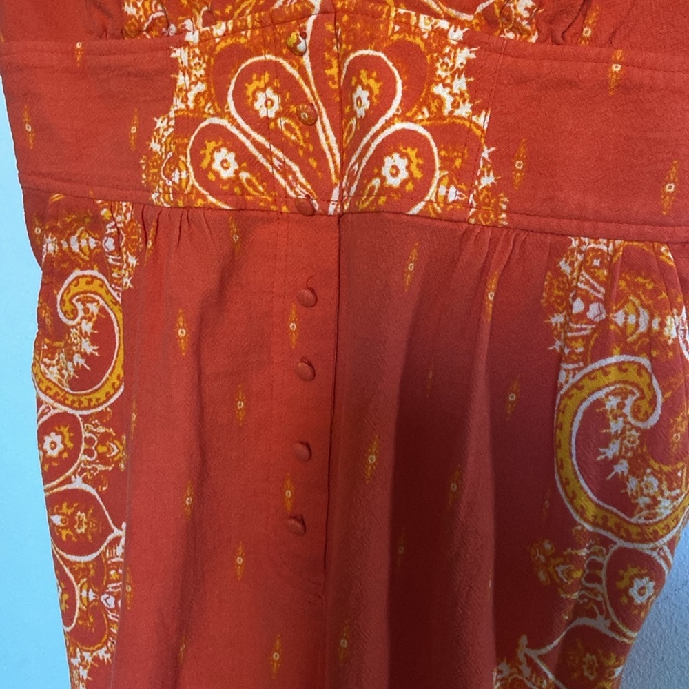 Free People Setting Sun orange sleeveless 100% cotton jumpsuit - Picture 5 of 13